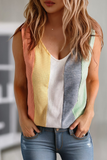 Women Casual Color Block V-Neck Waffle Knit Tank Top | S-XL: Missy / XL / As shown