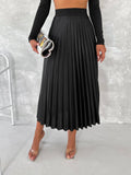 Women's Pleated Skirt Long Solid Color Skirt Modest Skirt: Beige / S/M