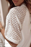 White Pointelle Sleeve Tee: S