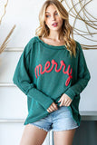 LONG SLEEVE LOOSE FIT TOP PLUS SIZE: HUNTER GREEN / 3X