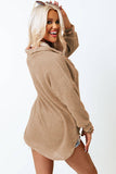 Waffle Knit Button Up Casual Shirt: Brown / 95%Polyester+5%Elastane / L