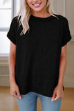 Women Textured Knit Exposed Stitching T-shirt | S-XL: Missy / M / Red