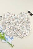 White Confetti Reversible Twist Sweater: White / 100%Polyester / L