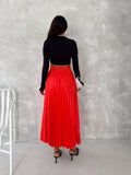 Women's Pleated Skirt Long Solid Color Skirt Modest Skirt: Beige / S/M