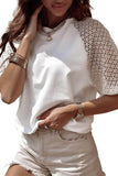 White Pointelle Sleeve Tee: S