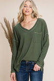 V Neck knit top-Hunter Green