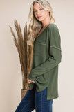 V Neck knit top-Hunter Green