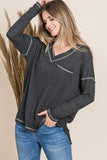 V Neck knit top-Hunter Green