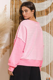 Raw Edge Detail Contrast Sweatshirt: S-M-L (2-2-2) / LT GREY/GREY