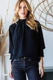THREE QUARTER ELASTIC BAND TOP: HUNTER GREEN / XL