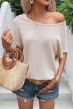 Waffle Draped Open Back Tee: Apricot / M