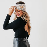 Western Wide Twist Knit Headband: Cream