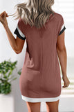 Women Textured Colorblock Pocket T Shirt Dress | S-XL: Missy / L / Black