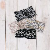 Western Wide Twist Knit Headband: Light Gray