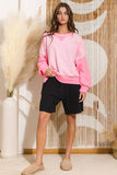 Raw Edge Detail Contrast Sweatshirt: S-M-L (2-2-2) / LT GREY/GREY
