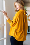 THREE QUARTER ELASTIC BAND TOP: HUNTER GREEN / S
