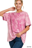 WASHED SHORT SLEEVE TOP: L / ASH BLACK-150456
