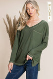 V Neck knit top-Hunter Green