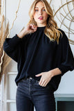 THREE QUARTER ELASTIC BAND TOP: HUNTER GREEN / M