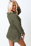 Waffle Knit Button Up Casual Shirt: Black / 95%Polyester+5%Elastane / L