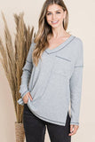 V Neck knit top-Hunter Green