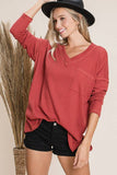 V Neck knit top-Hunter Green