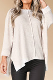 Waffle Knit Splits Batwing Long Sleeve Top | S-XL: As shown / Missy / S