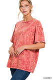 WASHED SHORT SLEEVE TOP: L / ASH BLACK-150456