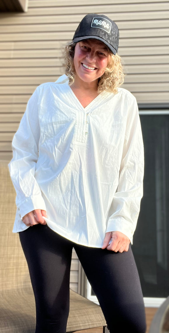 Roll up sleeve button down top