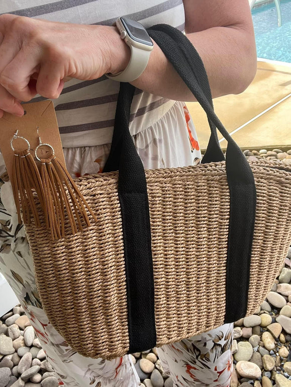 Artisan summer straw tote
