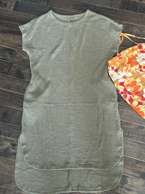 Waffle Texture T-Shirt Dress