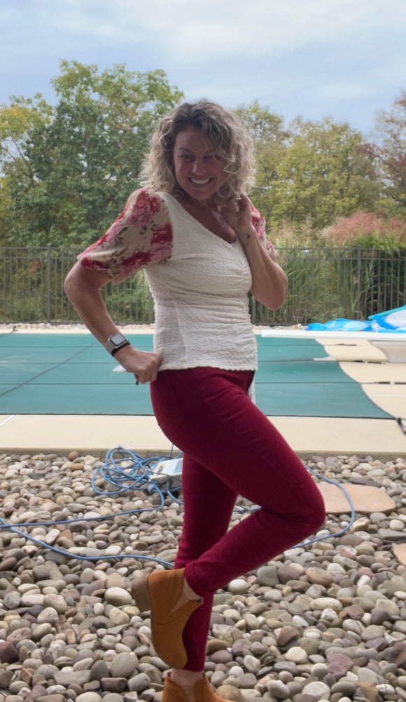 Tummy control garment dyed skinny
