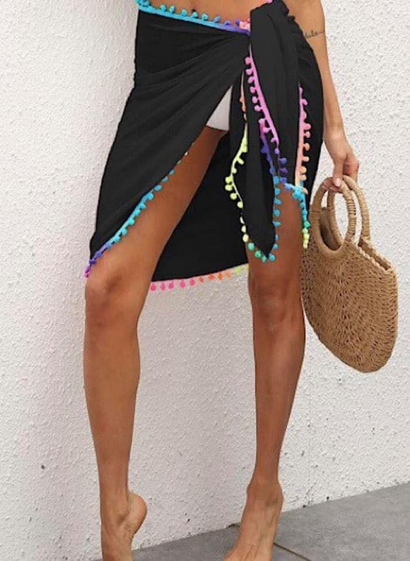 Pom pom wrap skirt