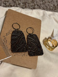 Leather drop hammered earrings