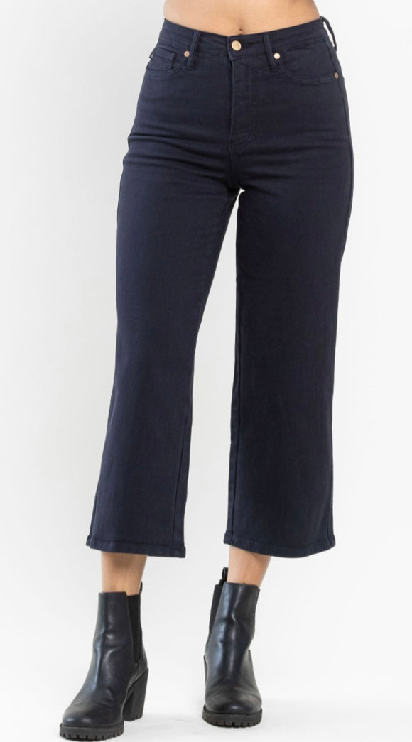 Tummy control garment dyed wide leg crop