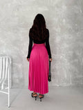 Women's Pleated Skirt Long Solid Color Skirt Modest Skirt: Beige / S/M