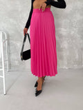 Women's Pleated Skirt Long Solid Color Skirt Modest Skirt: Beige / L/XL