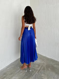 Women's Pleated Skirt Long Solid Color Skirt Modest Skirt: Beige / L/XL
