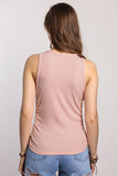 Women Solid Ruched Side Fit  Sleeveless Tank Top | S-XL: Missy / Black / S