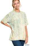 WASHED SHORT SLEEVE TOP: L / ASH BLACK-150456
