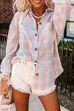 Pink Plaid Button Down Top: 2X / Pink