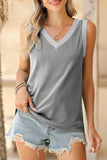 Women Casual  Solid V Neck Ribbed V Neck Tank Top | S-XL: Missy / M / Gray