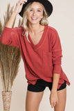 V Neck knit top-Hunter Green