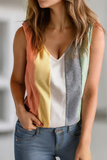 Women Casual Color Block V-Neck Waffle Knit Tank Top | S-XL: Missy / S / As shown