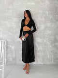 Women's Pleated Skirt Long Solid Color Skirt Modest Skirt: Beige / S/M