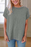 Women Textured Knit Exposed Stitching T-shirt | S-XL: Missy / M / Red