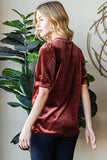 Velvet Basic Balloon Sleeve T-shirt: M / WINE