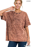 WASHED SHORT SLEEVE TOP: L / ASH BLACK-150456