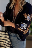 Women Bohemian Floral Embroidered V Neck Blouse | S-XL: Missy / As shown / S