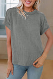 Women Textured Knit Exposed Stitching T-shirt | S-XL: Missy / XL / Red